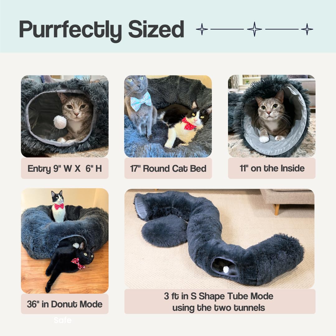 The Cat Park plush toy tether invites interactive play inside the tunnel