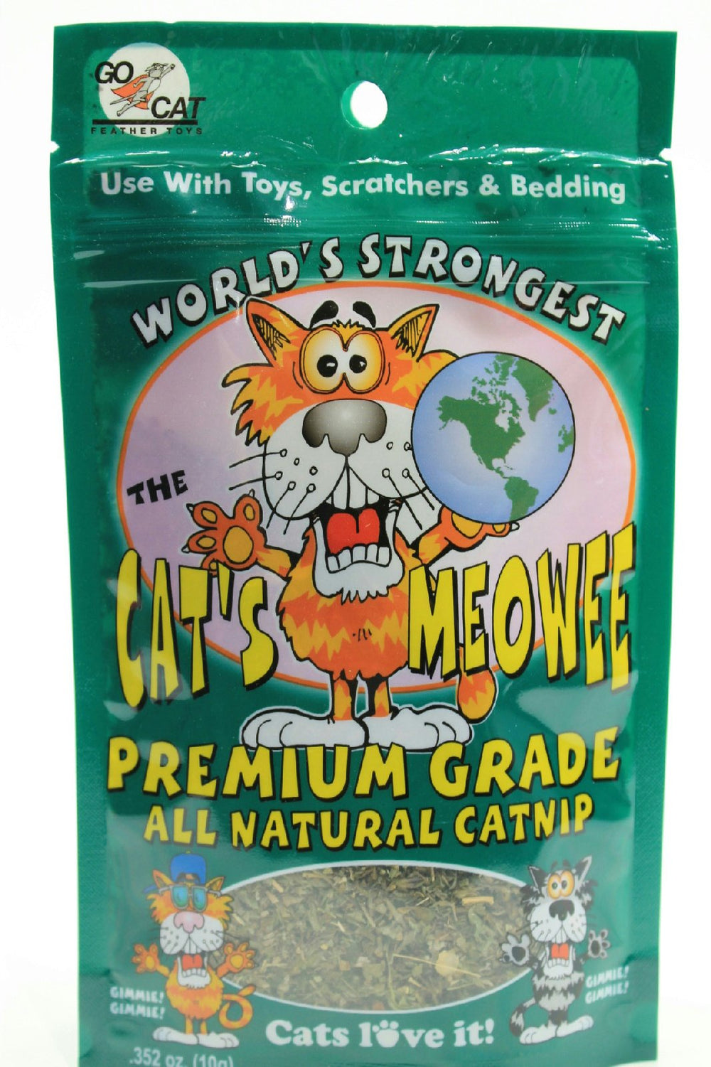 The Cat's Meowee Organic Catnip 0.352 oz bag - vibrant aroma to entice playful exploration.
