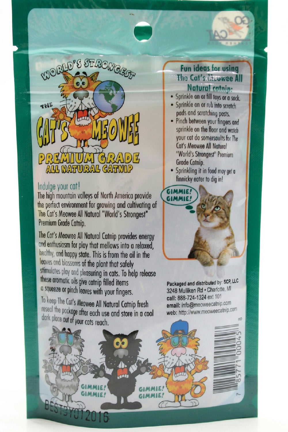 The Cat's Meowee Organic Catnip leaves close-up - rich scent for enrichment and interactive play.