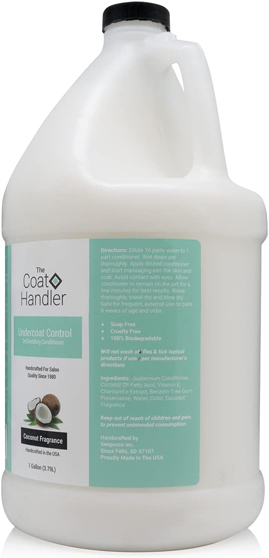 The Coat Handler coconut milk fragrance bottle demonstrates a soothing scent while nourishing fur.