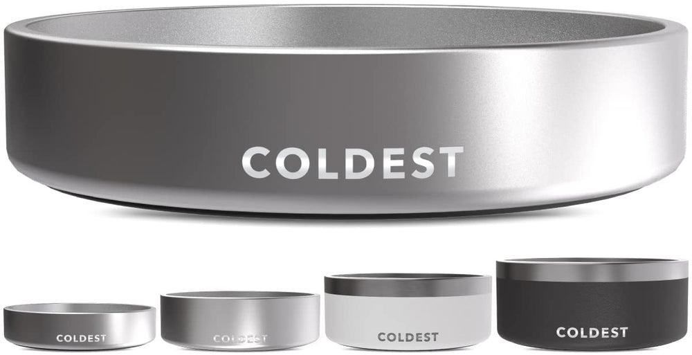 The Coldest Water dog bowl with triple-wall insulation keeps water cool during playtime.
