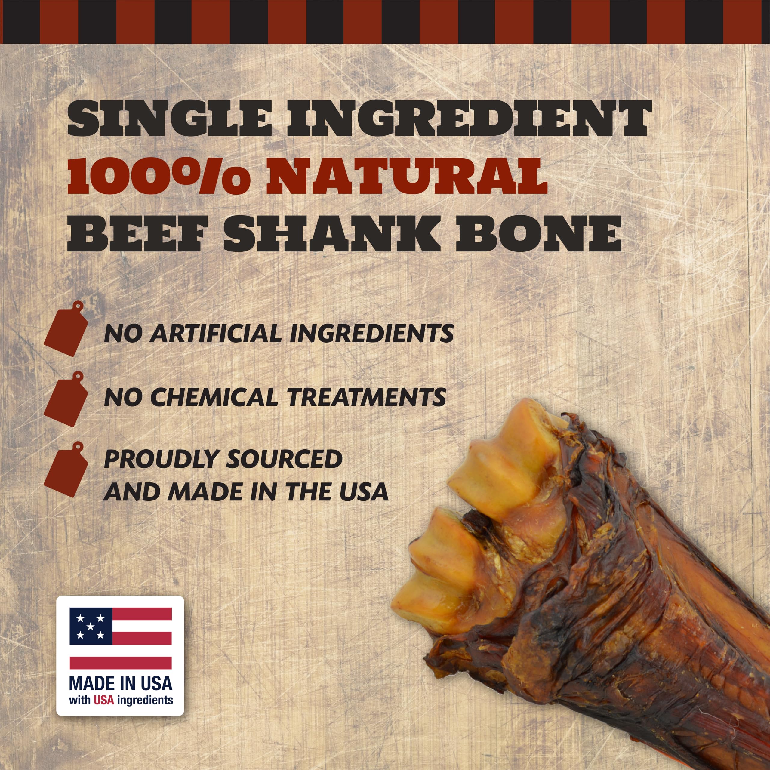 The Country Butcher beef shank bone shows hickory-smoked finish and natural ingredients.