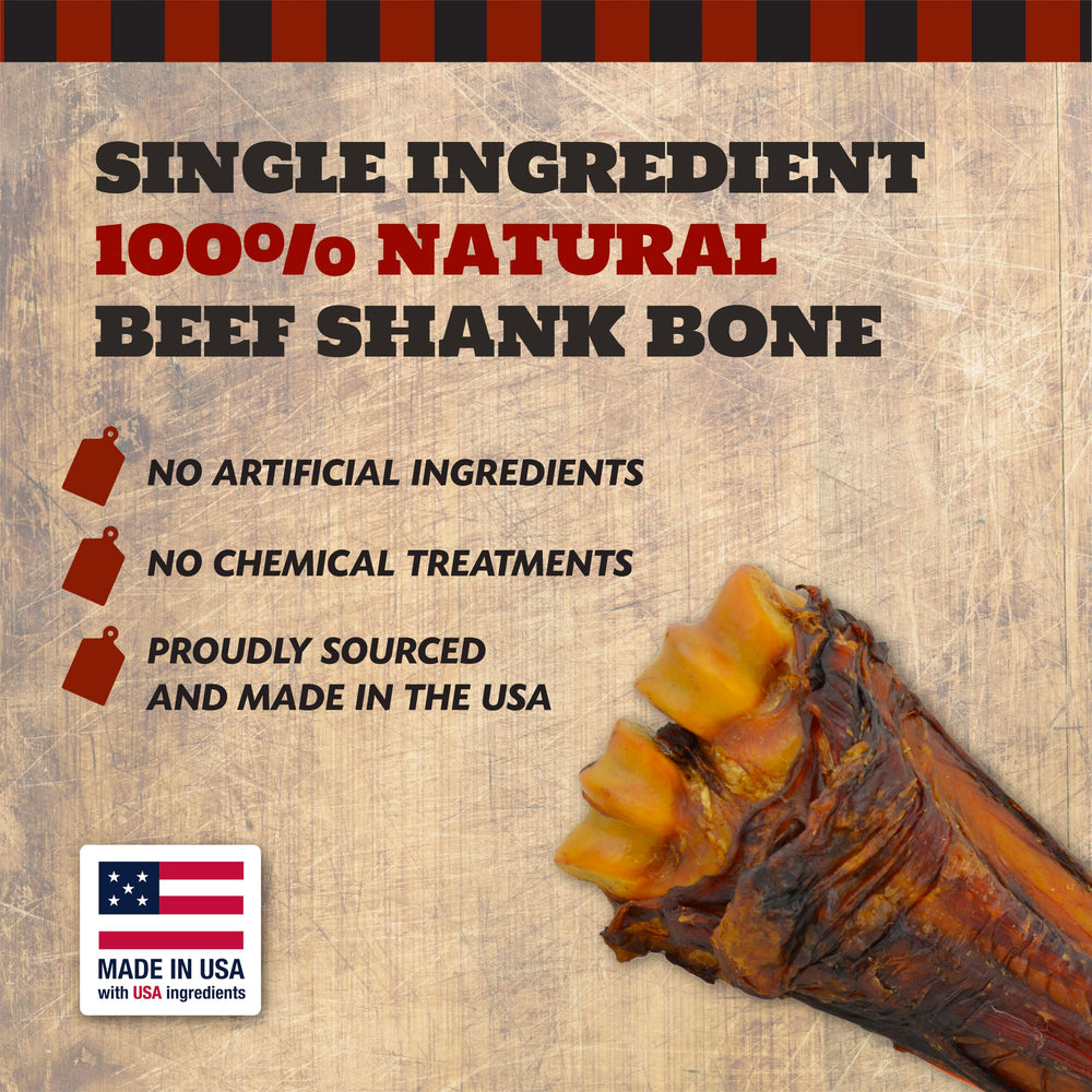 The Country Butcher beef shank bone shows hickory-smoked finish and natural ingredients.