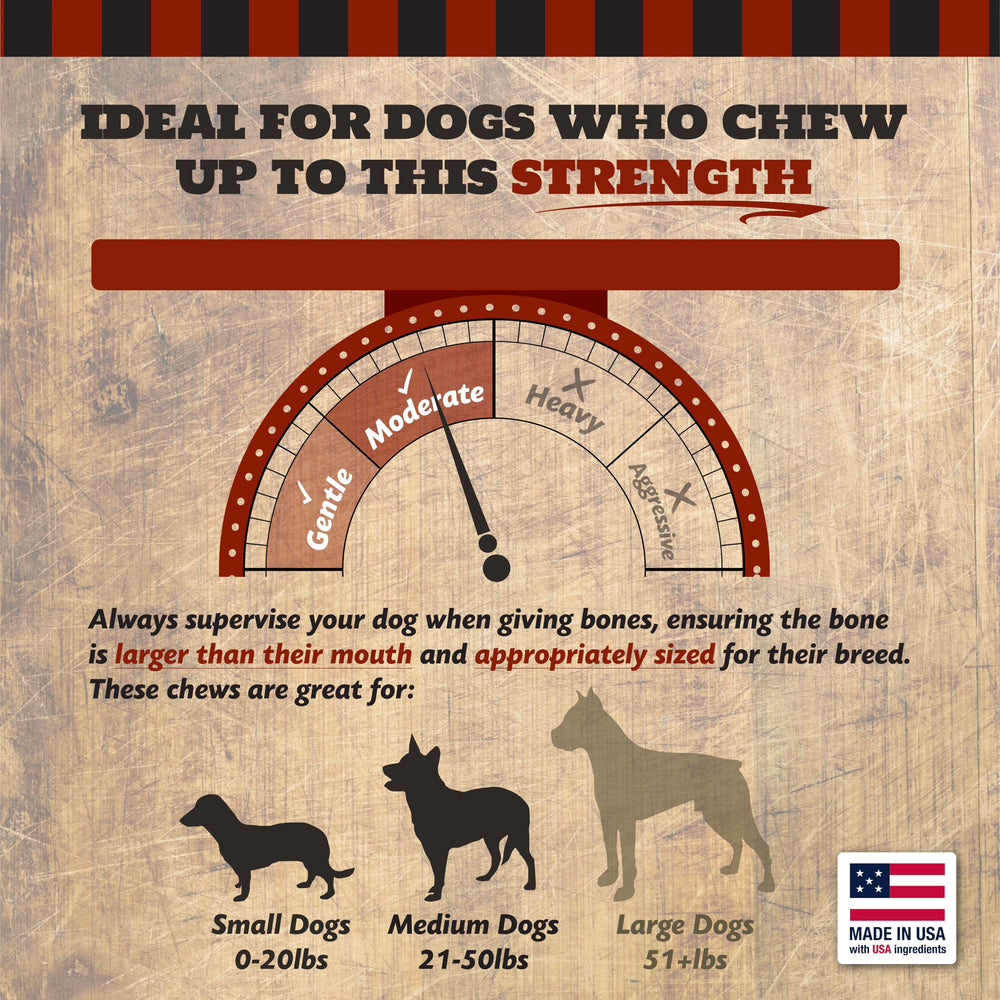 The Country Butcher 7-inch rib dog bones 12-count box offers a ready chew supply.