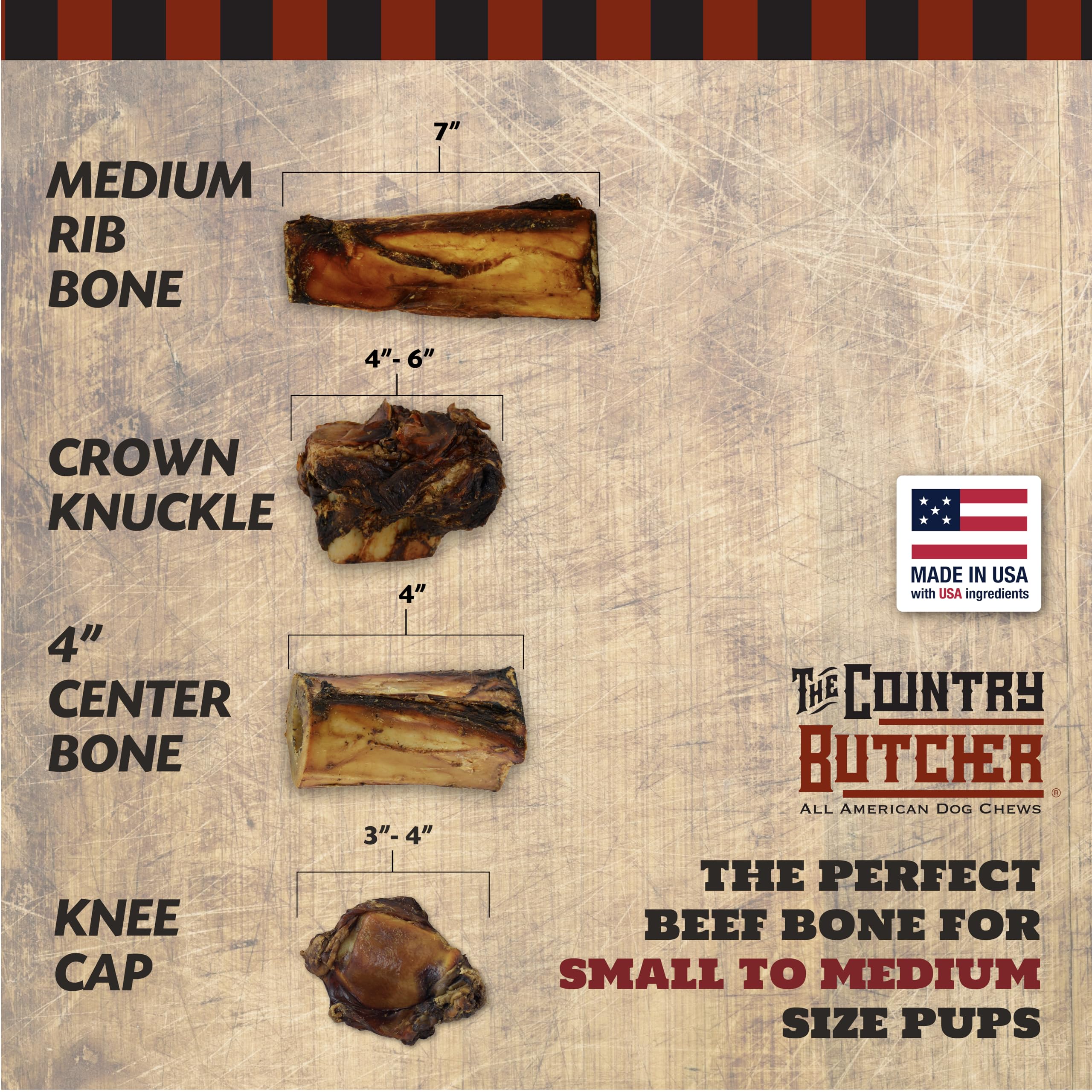 The Country Butcher rib bones detail shows durable, long-lasting chew structure.