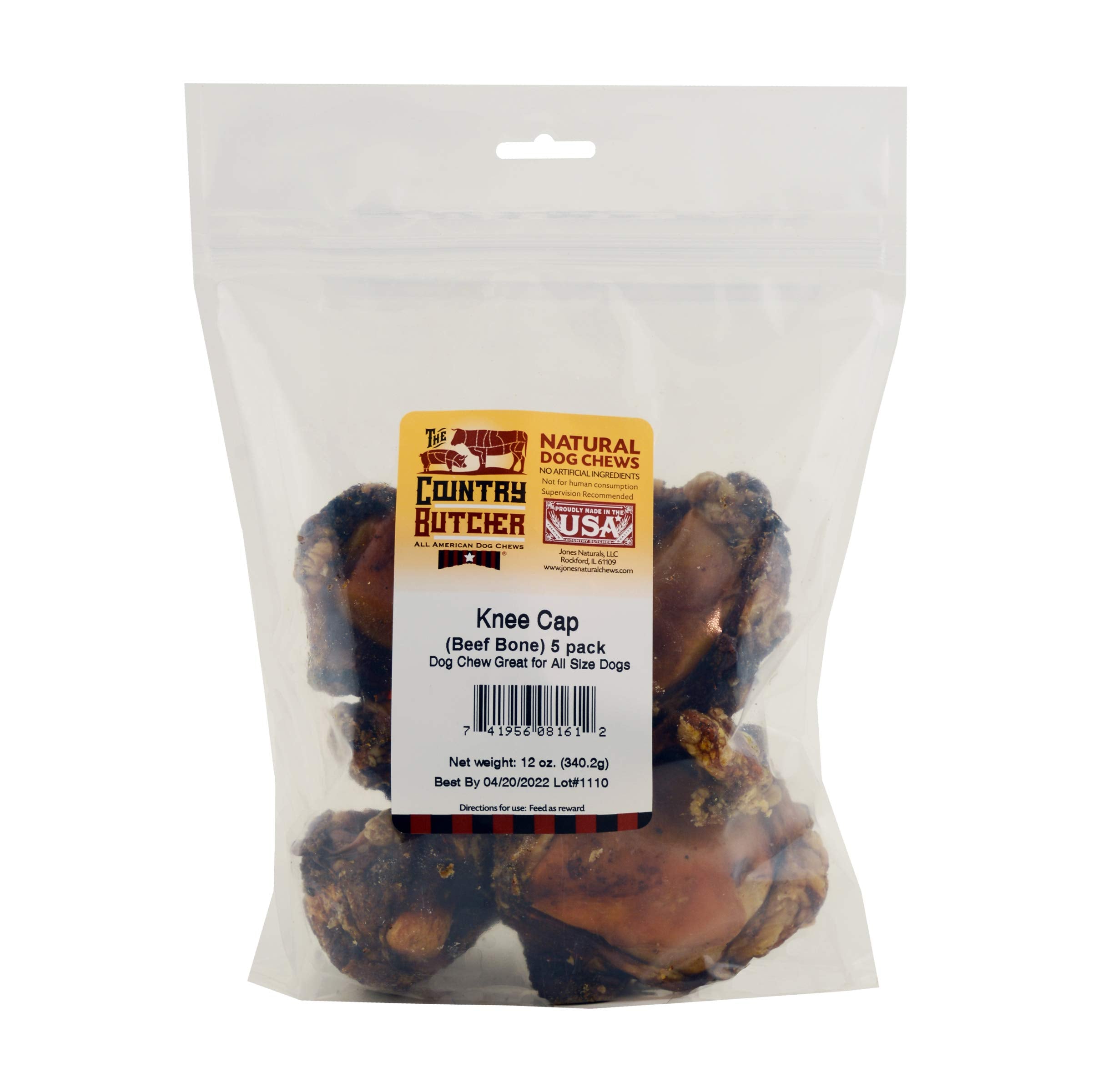 The Country Butcher beef knee caps durable chew image showing rugged texture.