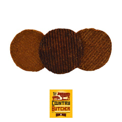 The Country Butcher Treats assorted flavors package for dogs supports light to moderate chewing.