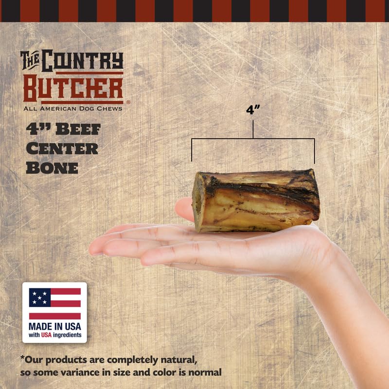 The Country Butcher USA-made beef marrow bone highlight durable chew for medium dogs