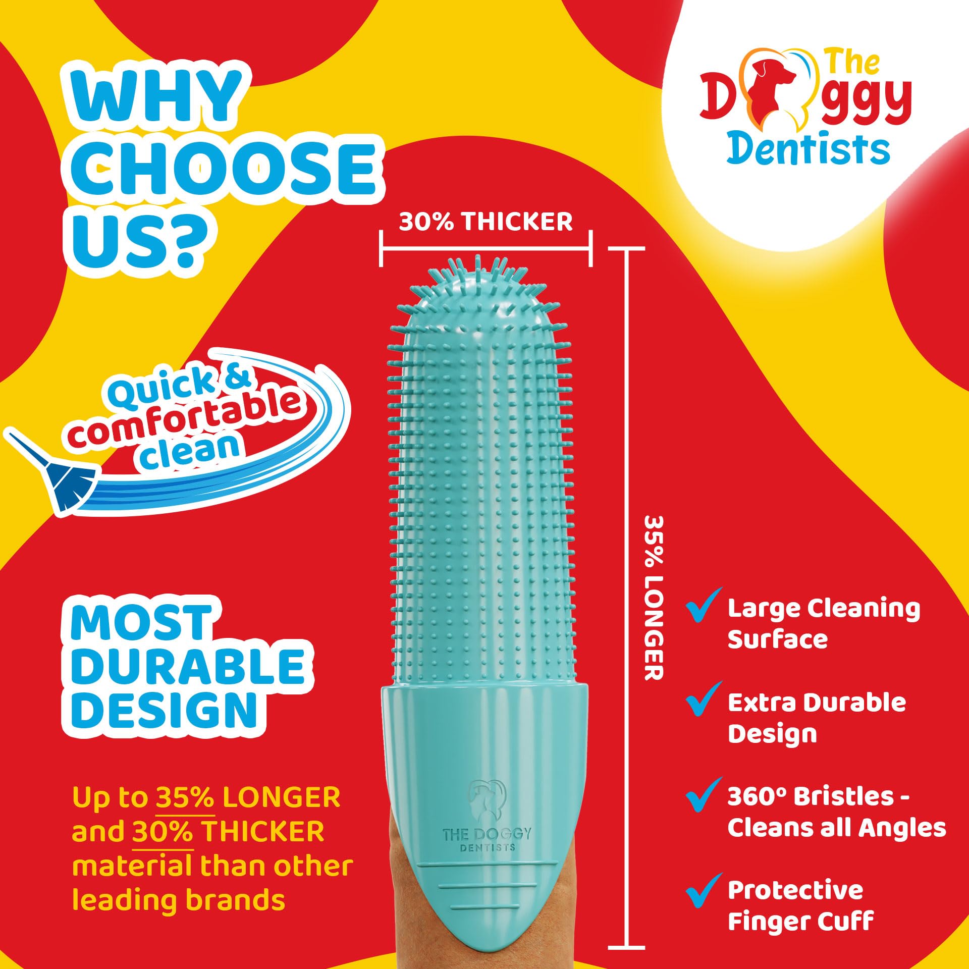 The Doggy Dentists puppy-cat toothbrush for versatile grooming across sizes and breeds.