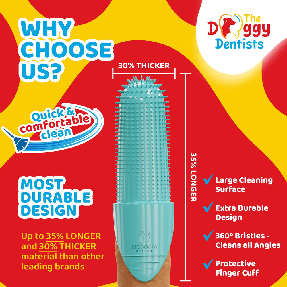 The Doggy Dentists puppy-cat toothbrush for versatile grooming across sizes and breeds.