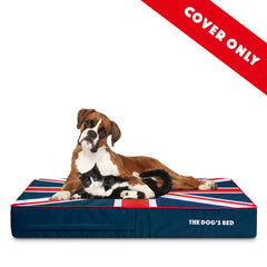 The Dog's Balls funda azul con borde rojo para cama canina