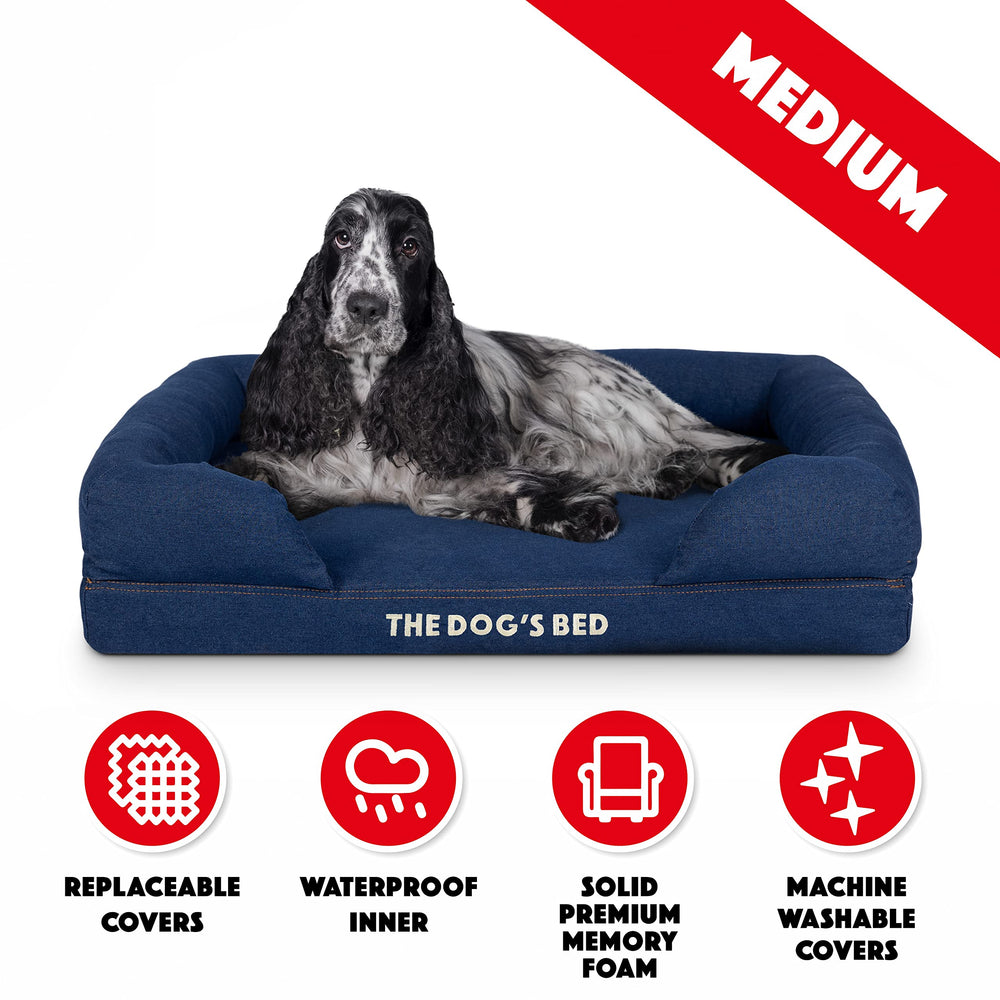 The Dog's Bed post-surgery-ready cover protects the bed and aids rehab.