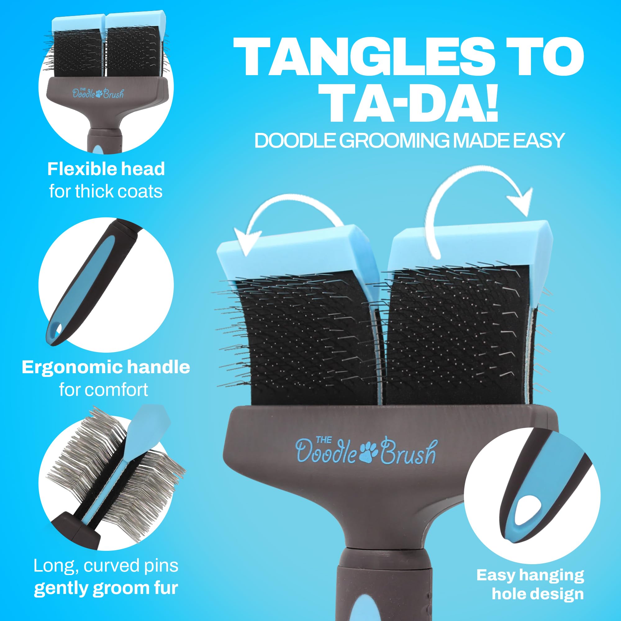 The Doodle Brush Slicker Brush coat-shine detail highlights healthy-looking fur.