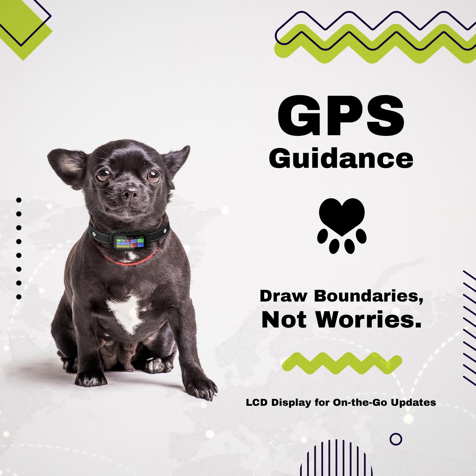The Good pet company waterproof LCD collar display illustrates durable visibility during outdoor adventures.