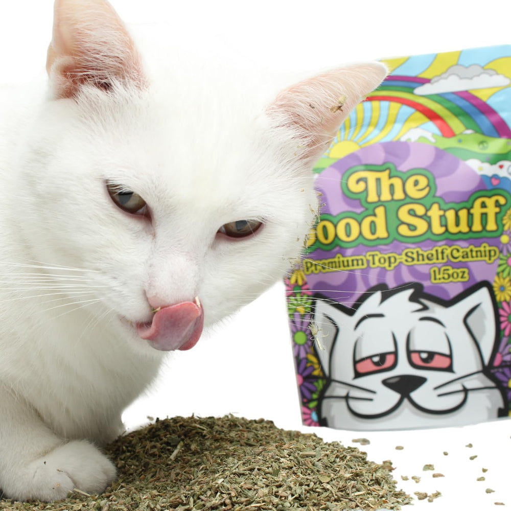 The Good Stuff Catnip sprinkled on toys invites interactive play and exploration.