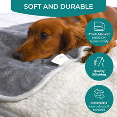 The Happy Dog Company manta reversible con Sherpa suave para mayor comodidad.
