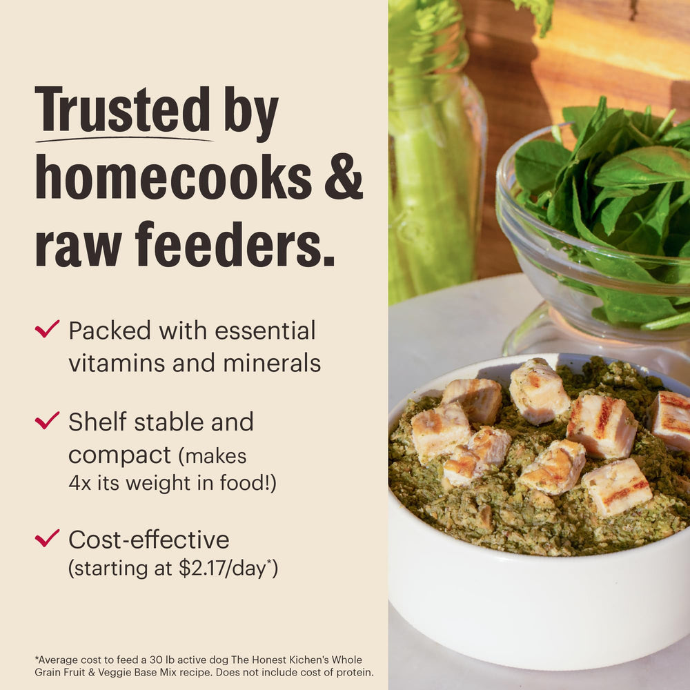The Honest Kitchen grain-free base mix close-up showcases real ingredients and nutritious benefits.