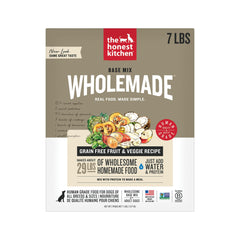 The Honest Kitchen Wholemade base mix packaging shows convenient grain-free dog meals.