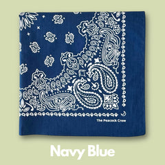 The Peacock Crew Iconics red bandana closeup for bold accents and vibrant outfits.