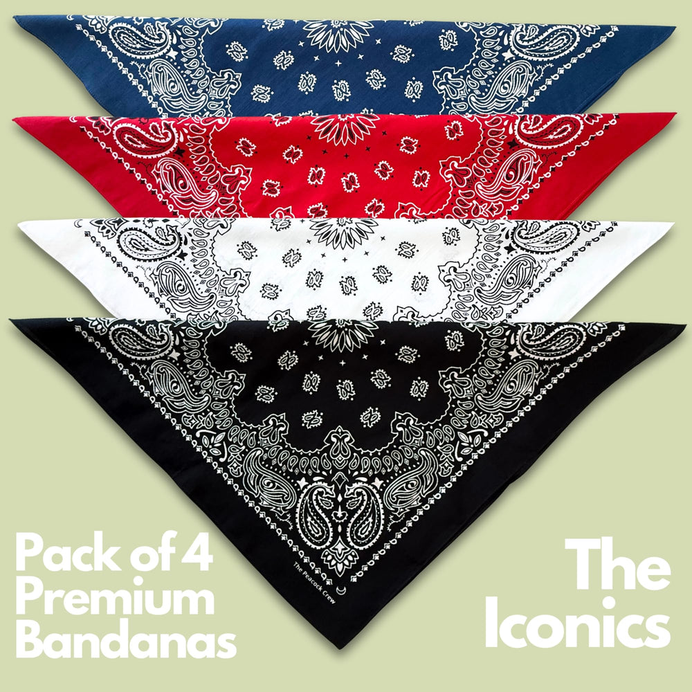 The Peacock Crew Iconics white bandana closeup for crisp styling and neutral pairing.