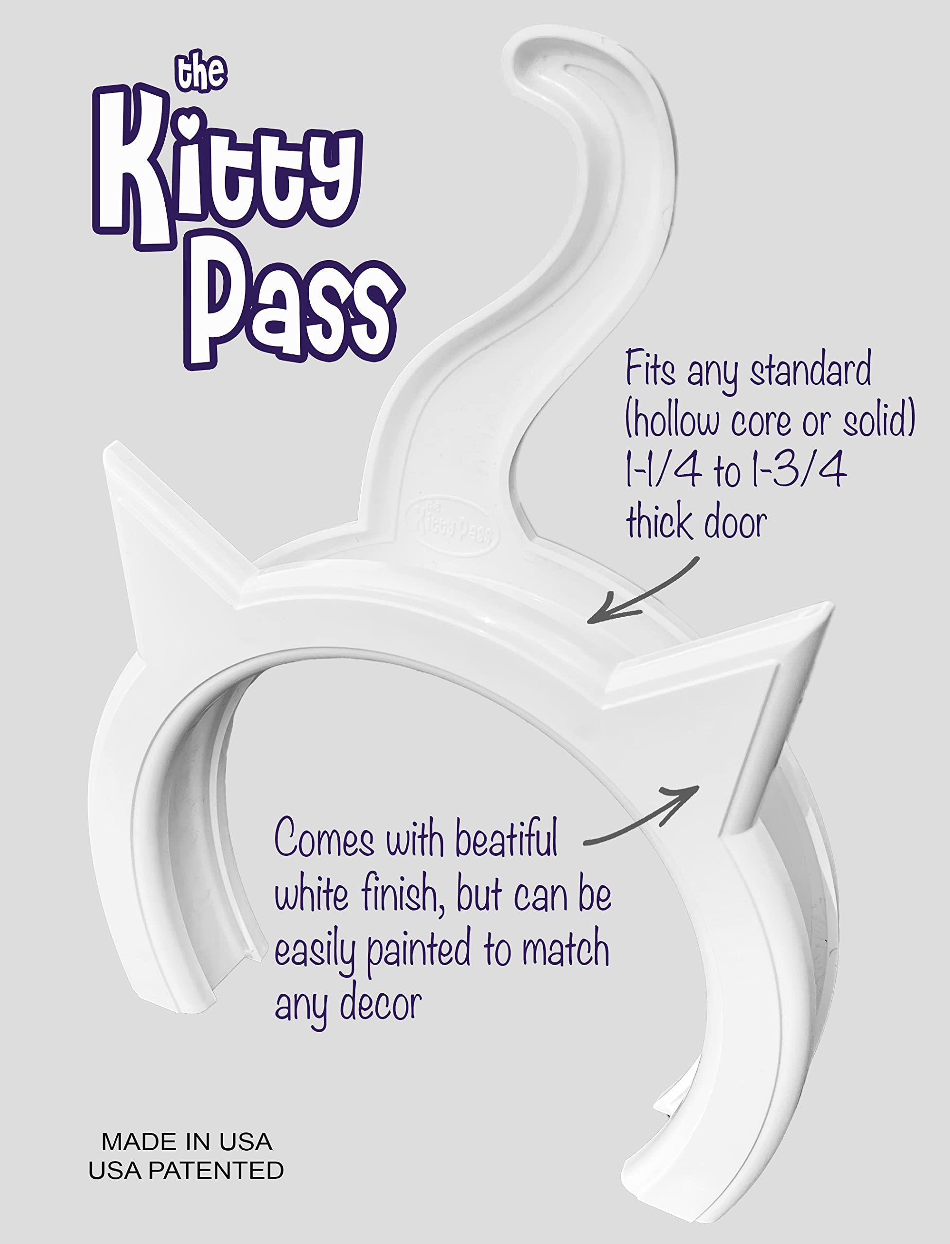 The Kitty Pass finished semi-gloss white panel blends with decor for a clean look.