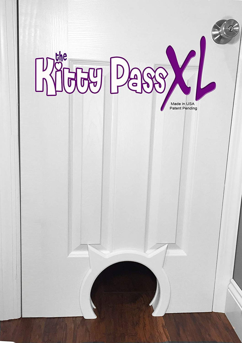 The Kitty Pass XL fits standard interior doors 1¼ to 1¾ inches thick.