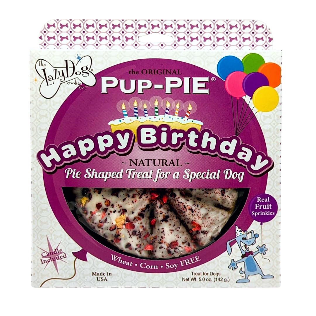 The Lazy Dog Pup-Pie original birthday-treat ready for a dog's celebration