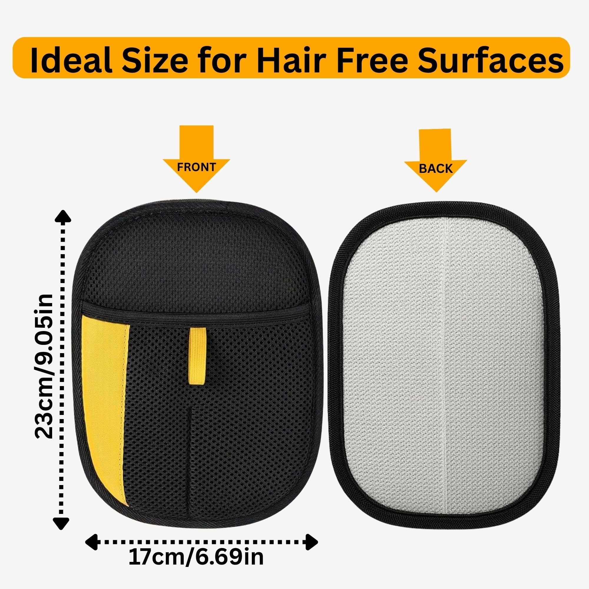 The Magic Brush glove with electrostatic tips attracts hair from upholstery