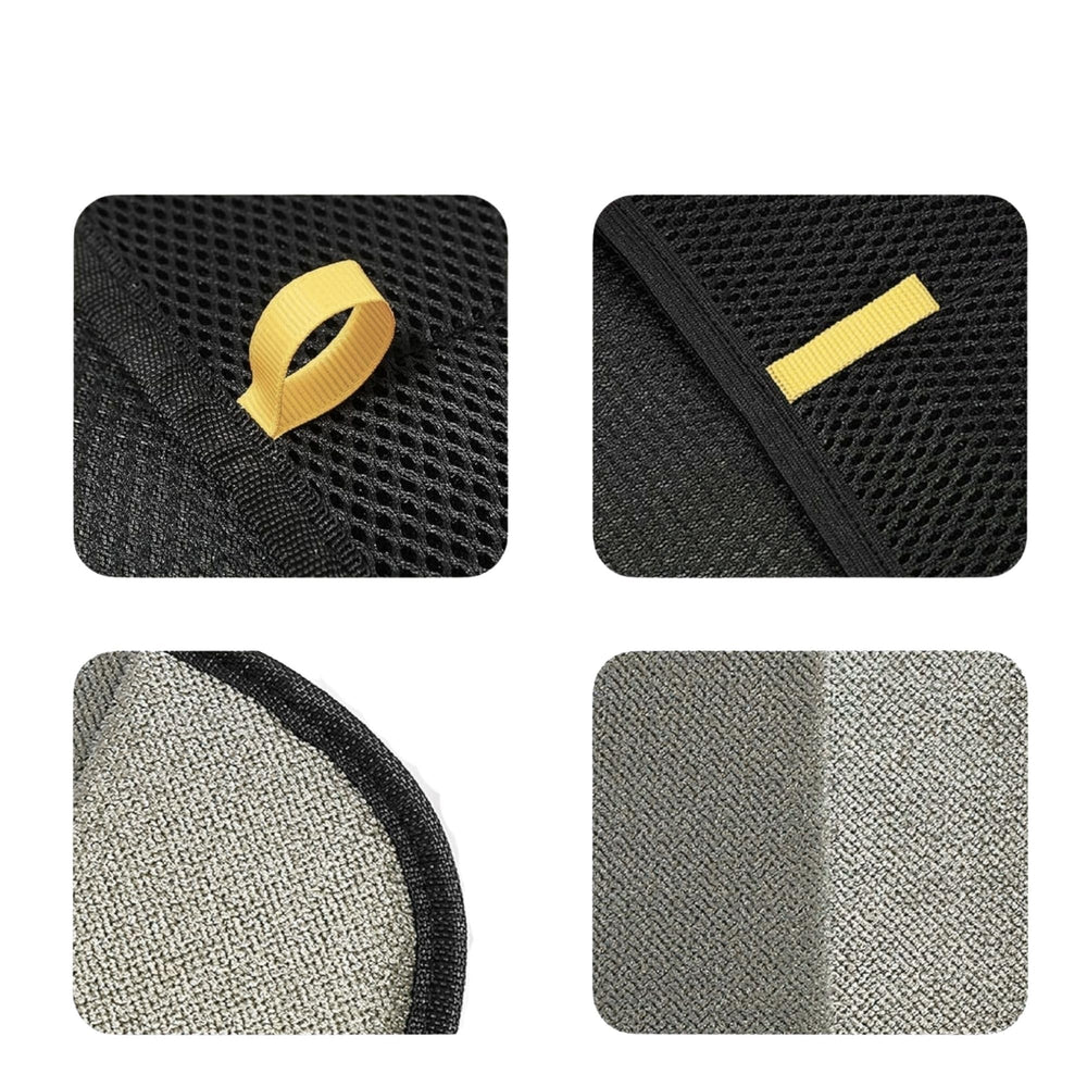 The Magic Brush glove on clothes demonstrates easy pet hair removal during daily wear