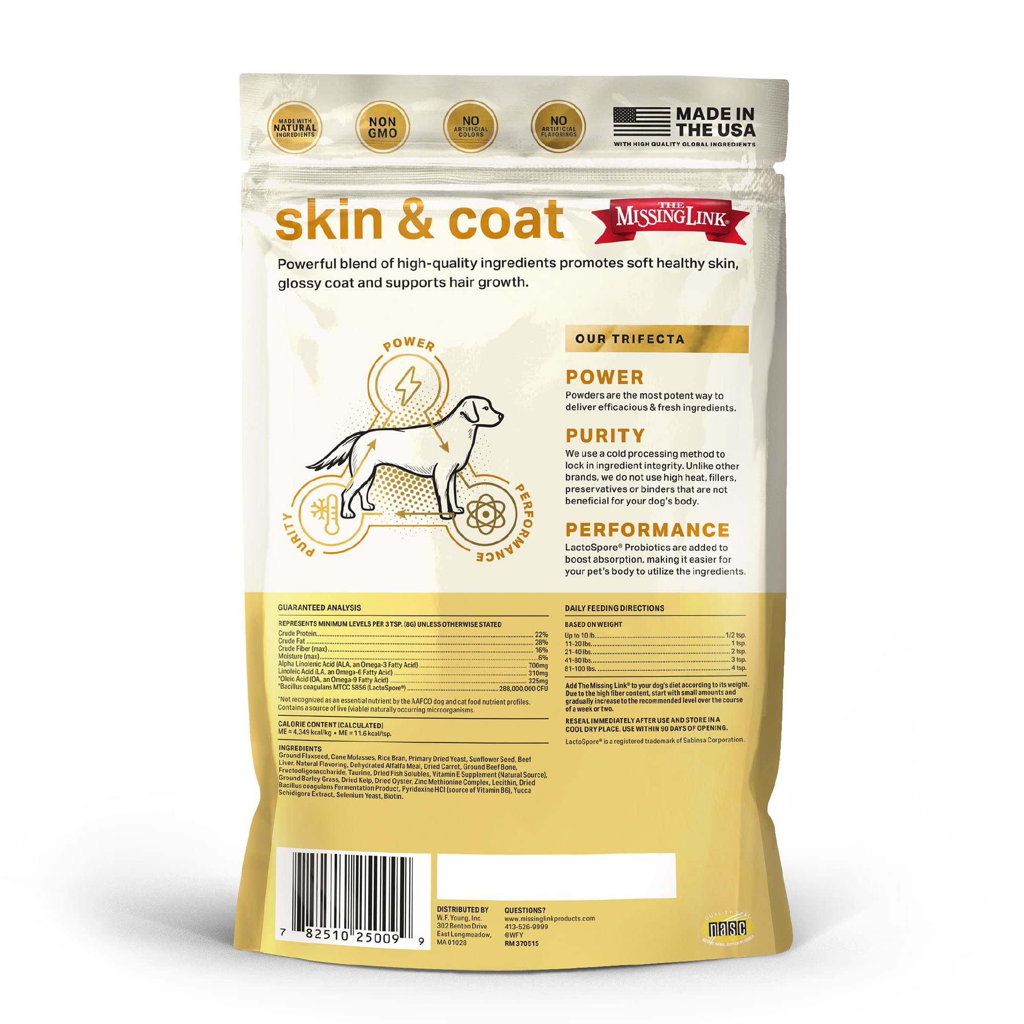 The Missing Link dog smile demonstrates a glossy coat and energetic mood.