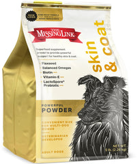The Missing Link Skin & Coat Probiotics powder—5lb bag—supports a healthy coat and digestion.
