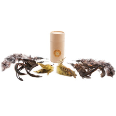 The Natural Pet Company feather refill 6pack clip-attachment design simplifies swapping refills during play.