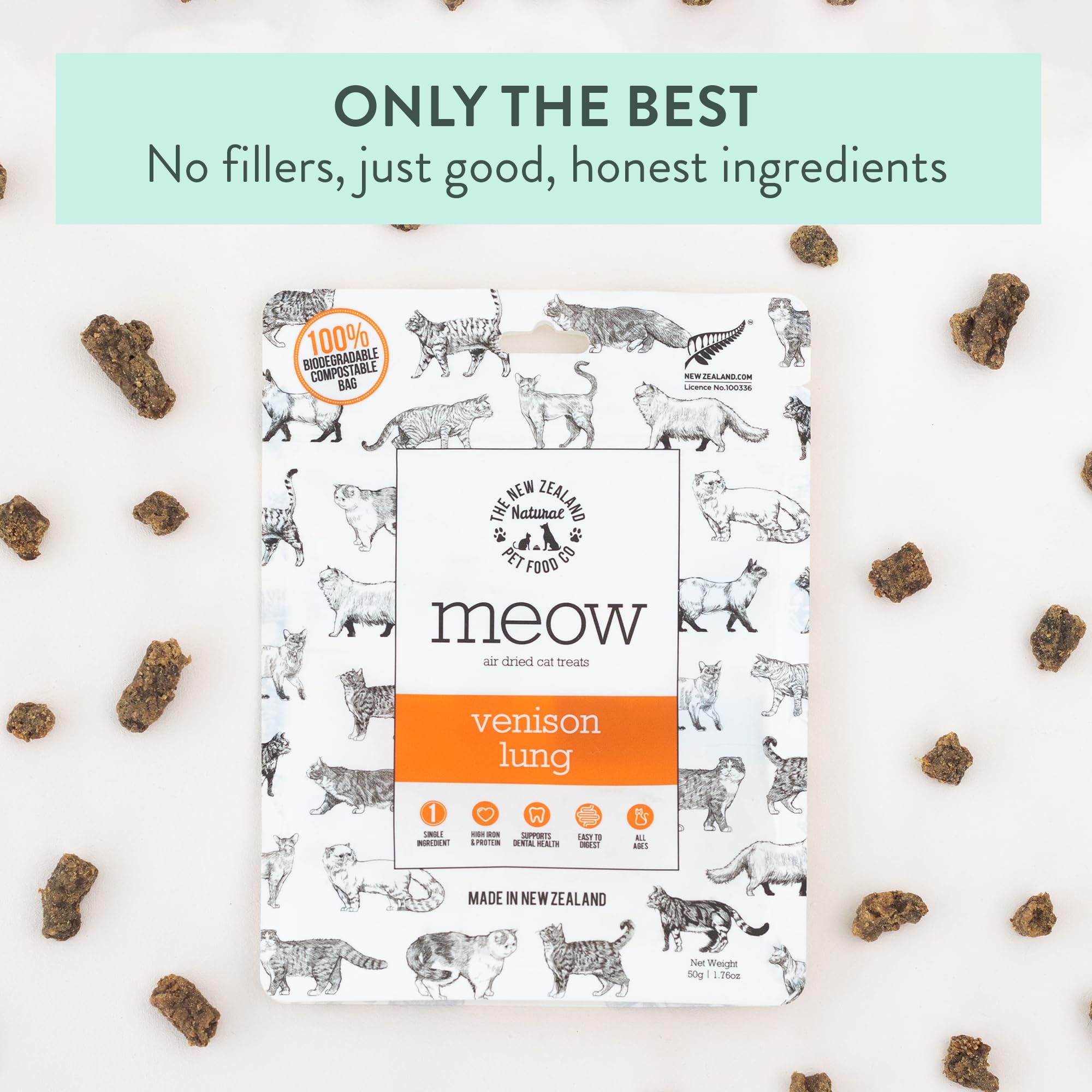 The New Zealand Natural Pet Food Co Meow all-life-stages snack – suitable for kittens to seniors