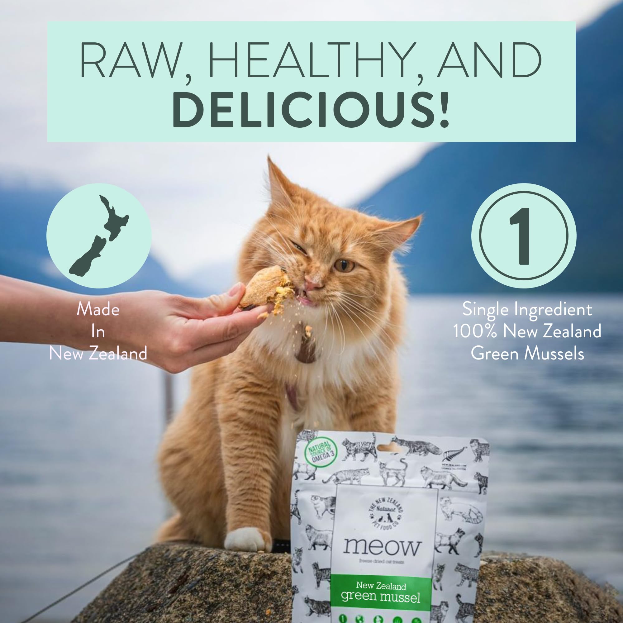 The New Zealand Natural Pet Food Co Meow Freeze Dried, sin preservantes artificiales.