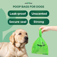 The Original Poop Bags heavy-duty strength suits small and large dogs.