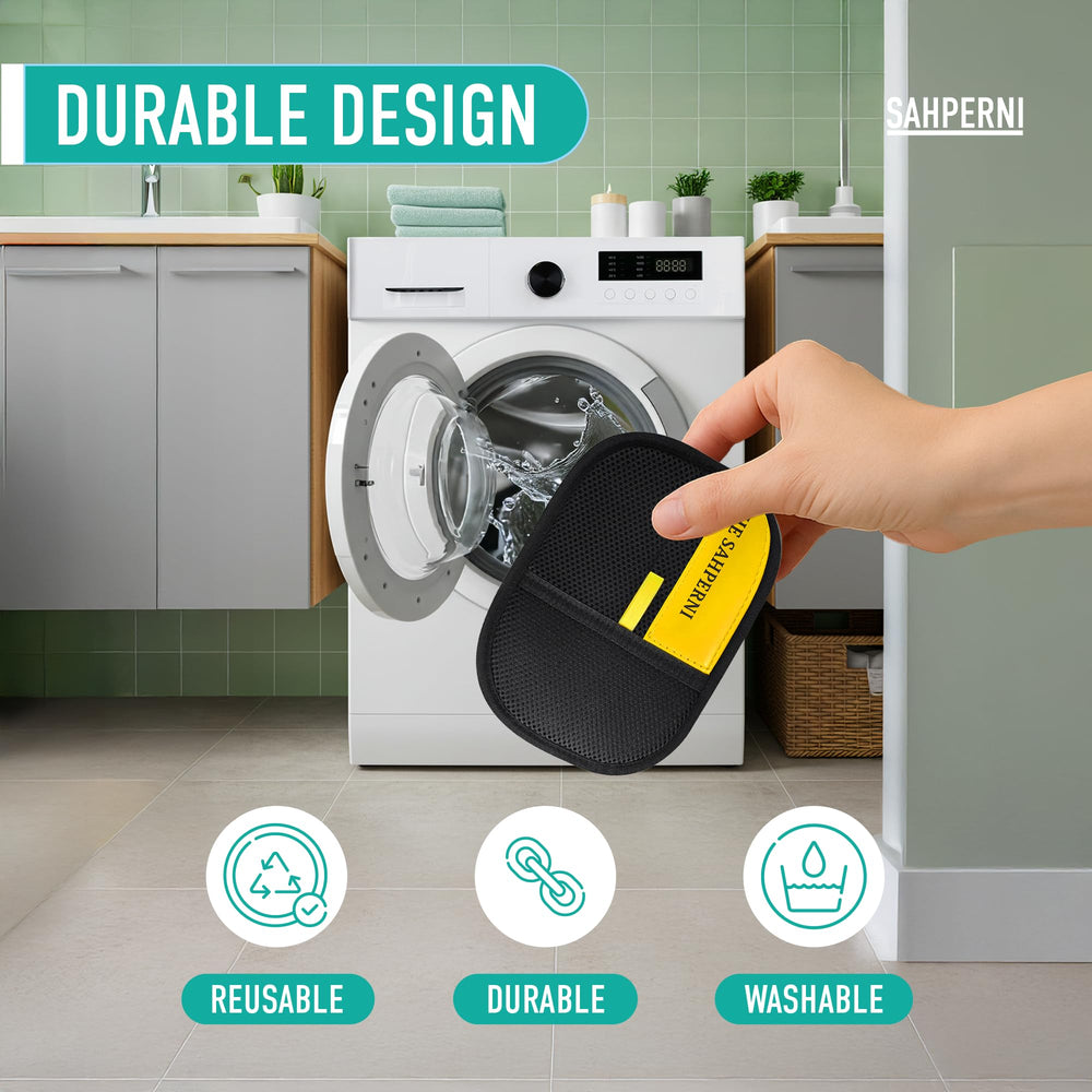 THE SAHPERNI glove shown in car interior capturing embedded pet hair