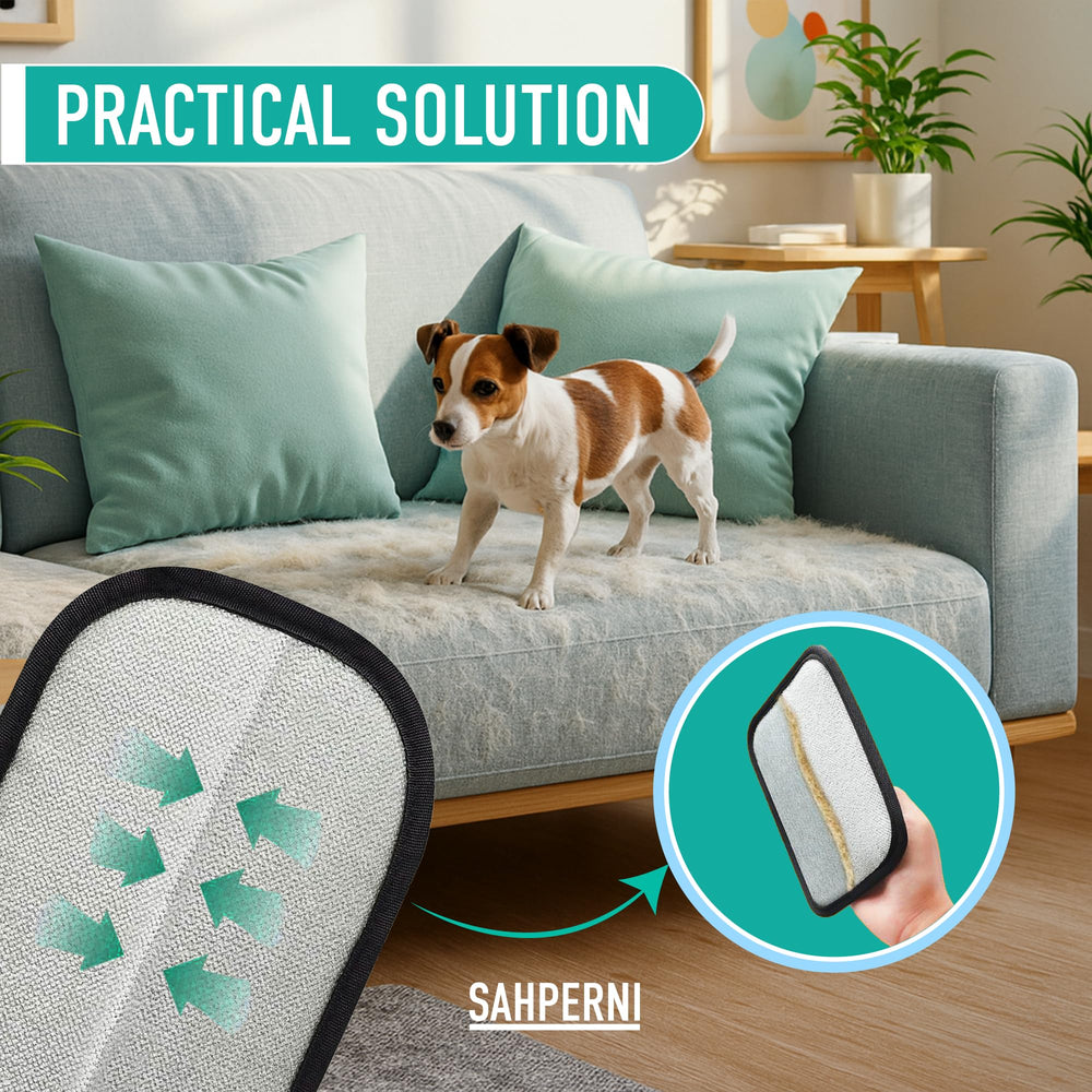 THE SAHPERNI glove on fabric removes cat and dog fur easily