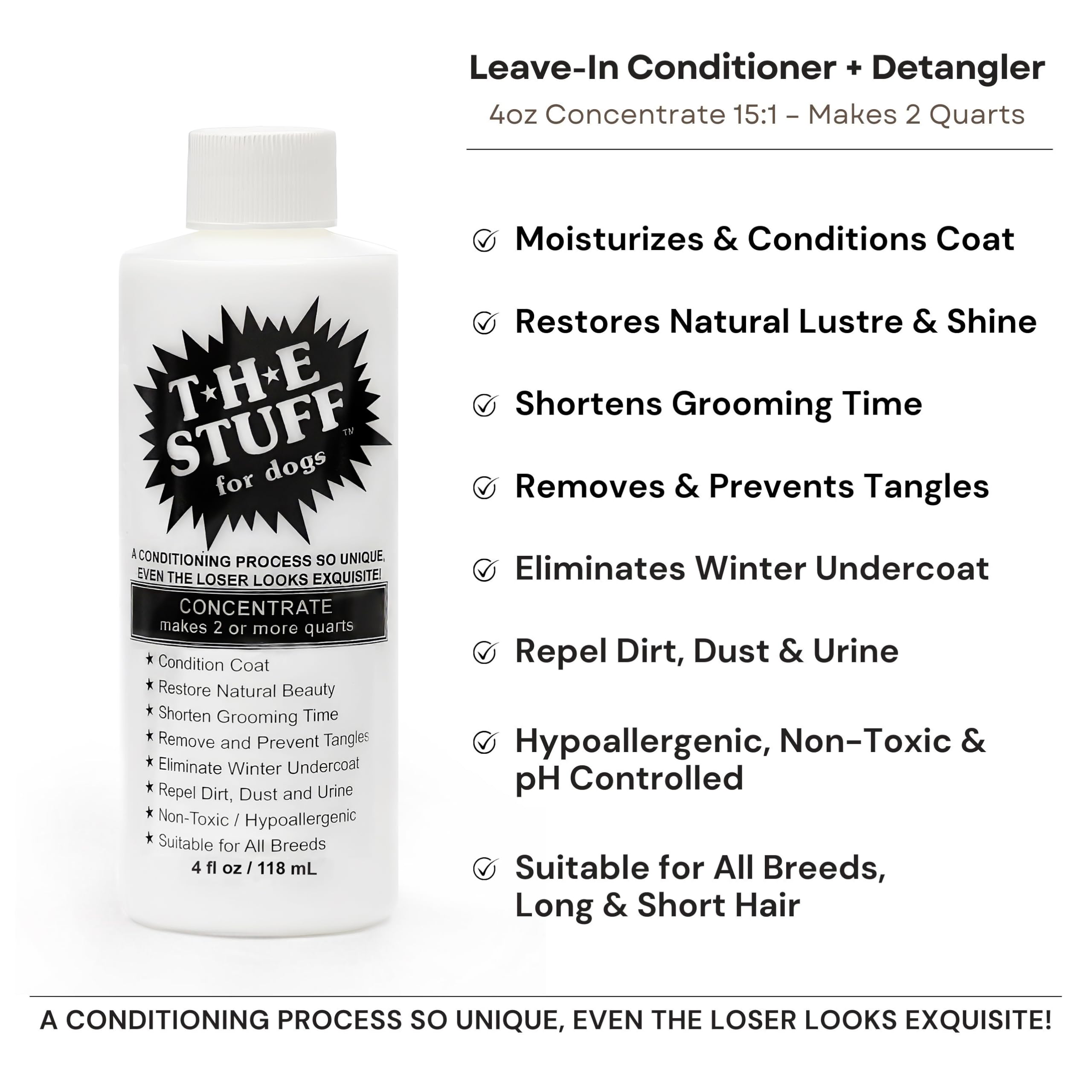 The Stuff leave-in conditioner coat detangling demo shows a smoother coat