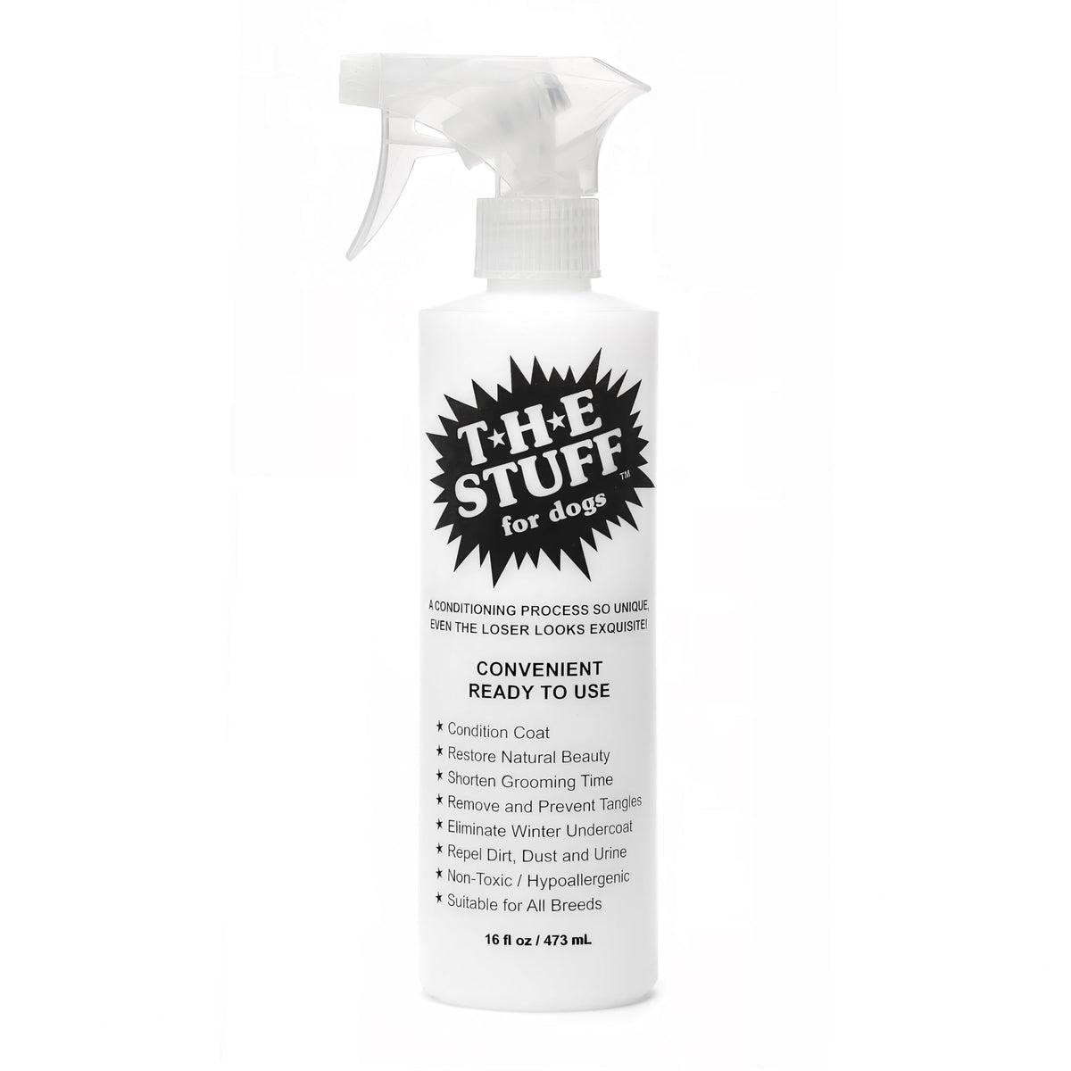 The Stuff spray desenredante para perro en el envase 16oz, facilita desenredar.