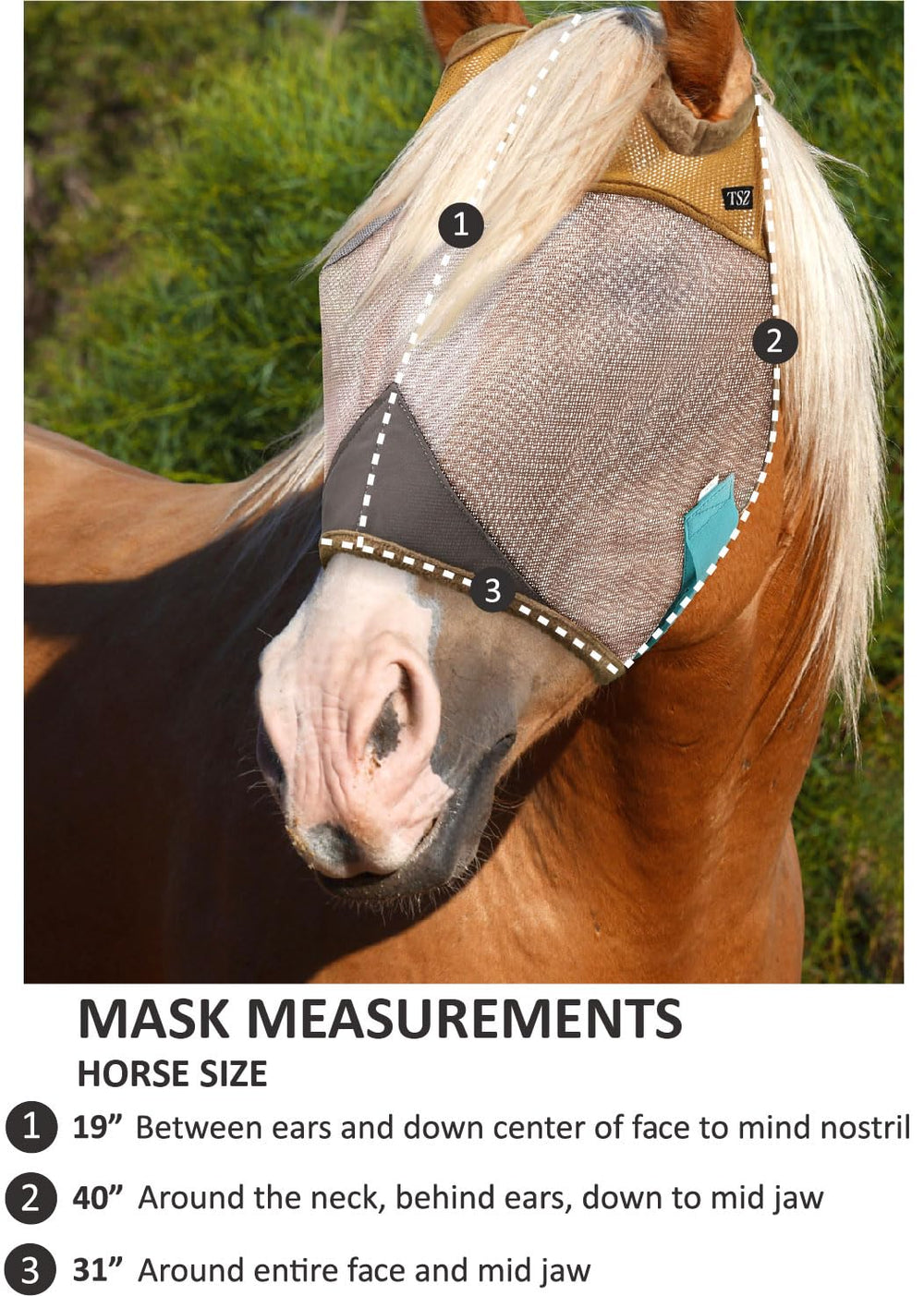 The Sunny Zebra Standard Fly Mask packaging includes a laundry bag for care