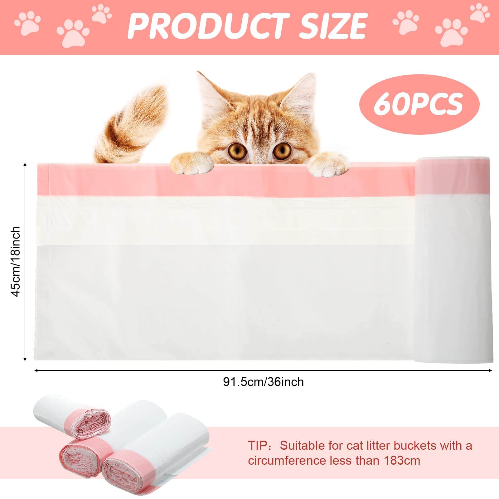 Thenshop jumbo cat pan liners 36x18 drawstring open, convenient sealing after scooping.