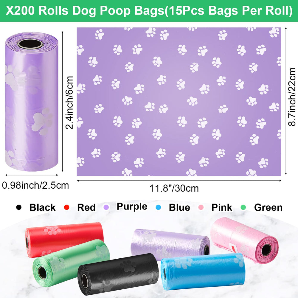 Thenshop poop bags with pre-cut tear holes for easy removal.