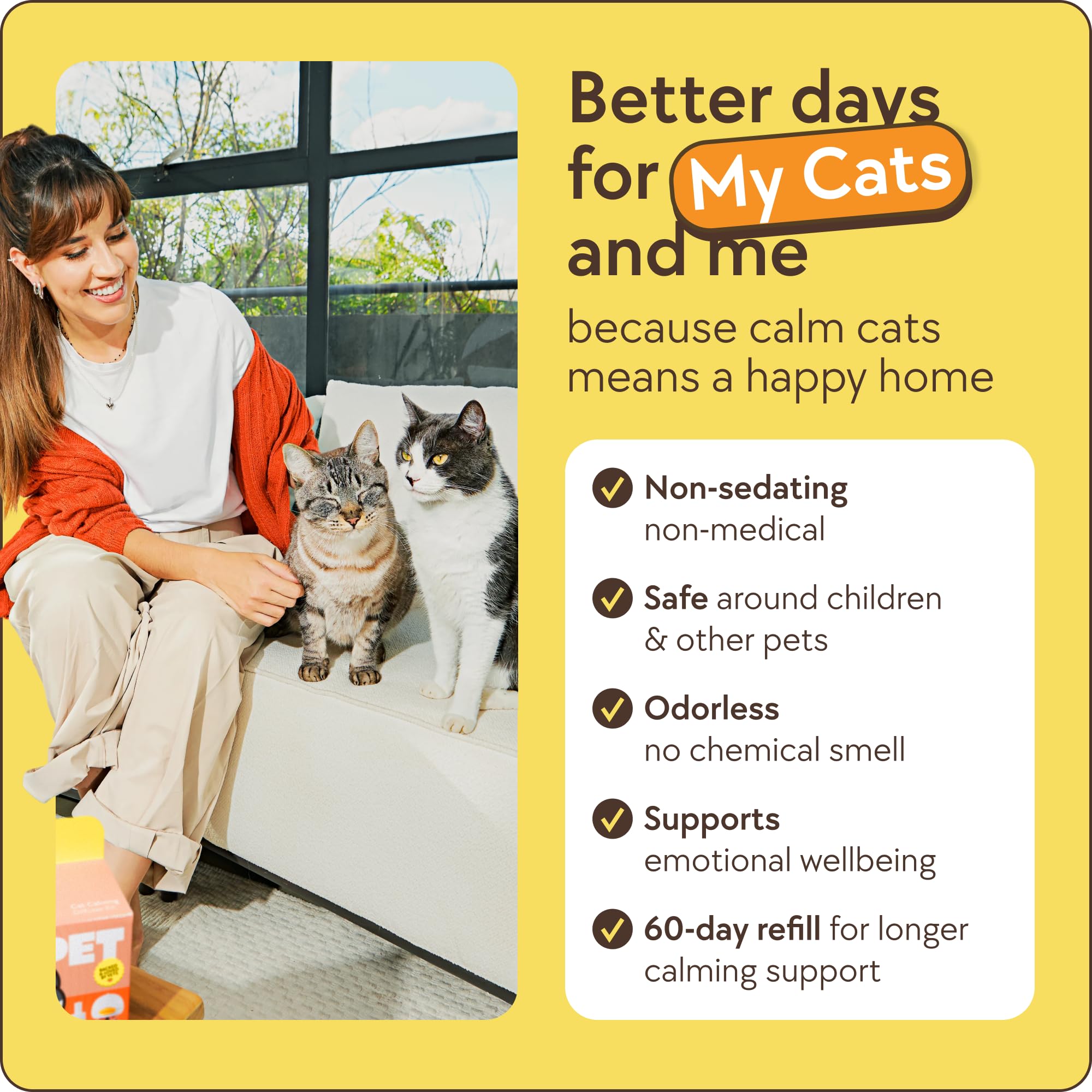 TherapetMD diffuser in a living room reducing tension among multiple cats