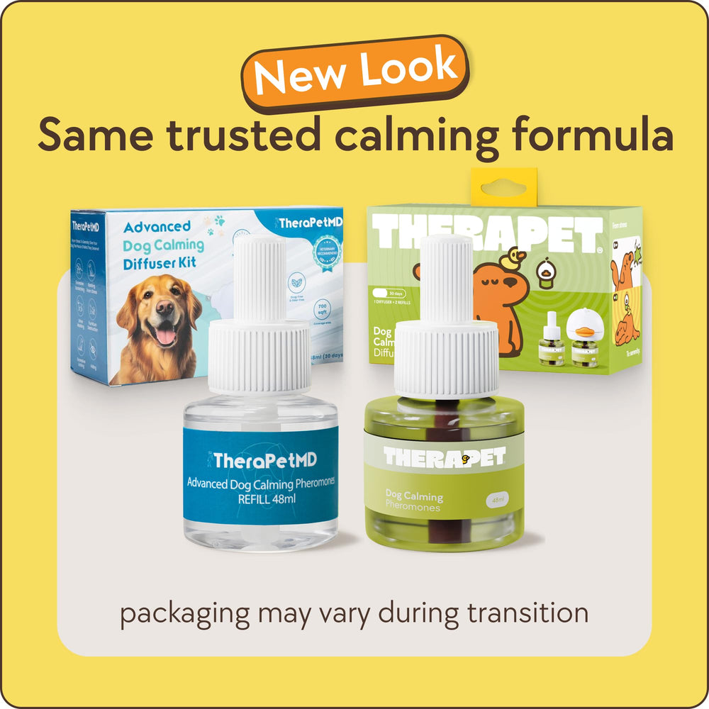 TherapetMD dual-pheromone bottle closeup highlighting mother-comfort and territorial-peace soothing signals.