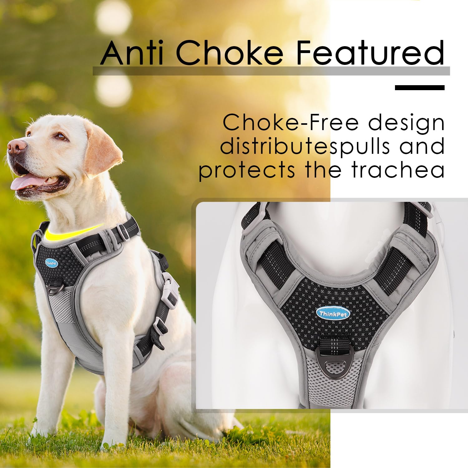 ThinkPet arnés reflectante para visibilidad nocturna y seguridad.