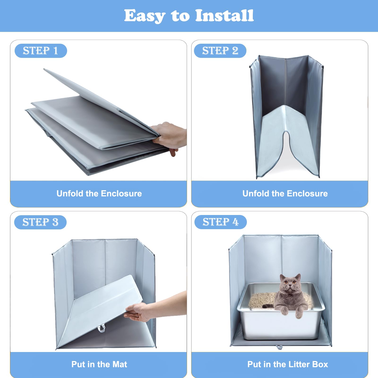 THINMUHAND cat litter enclosure folded storage folds flat for compact storage.