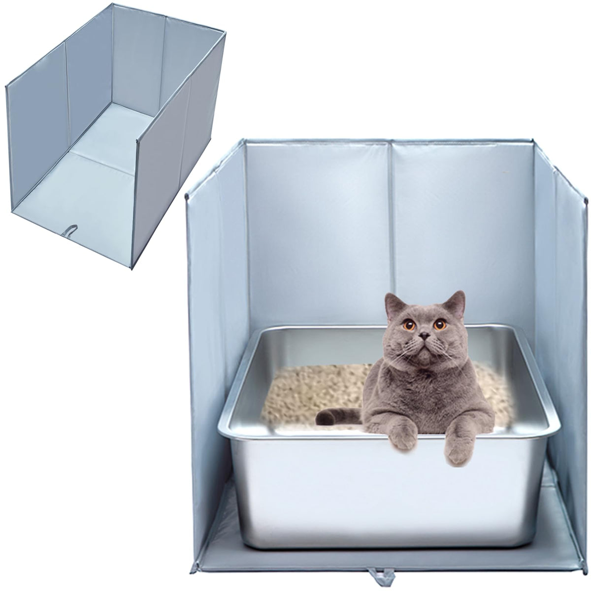 THINMUHAND cat litter enclosure with open frame reduces tracking and simplifies daily setup.