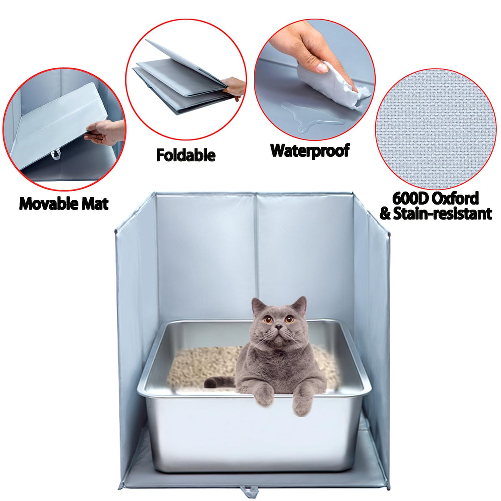THINMUHAND cat litter enclosure privacy wall creates a contained, quiet bathroom space.
