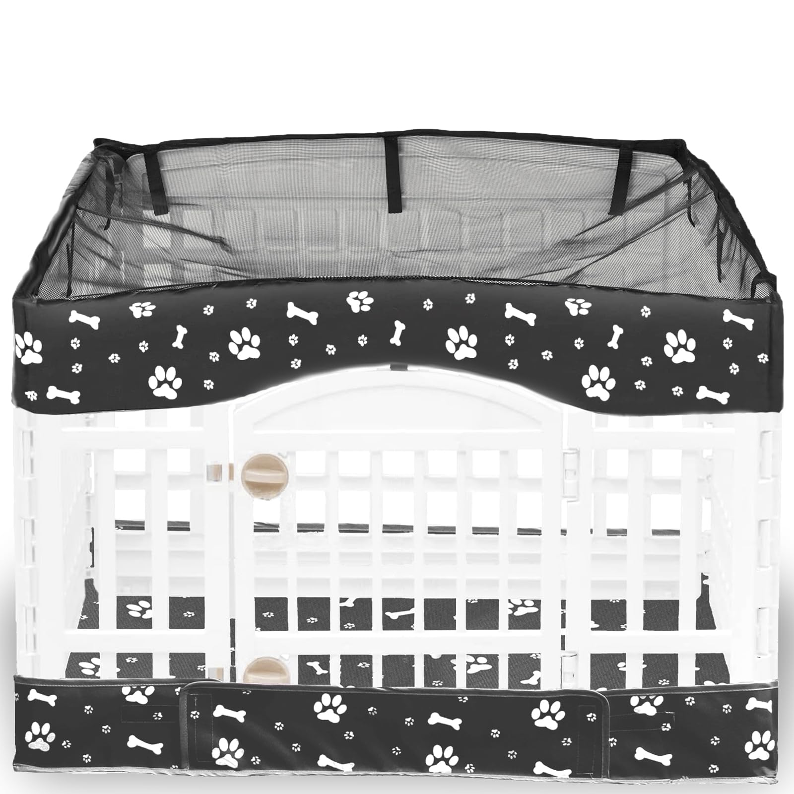 THINMUHAND dog playpen cover 36in front view with secure hoop-and-loop fit for easy setup