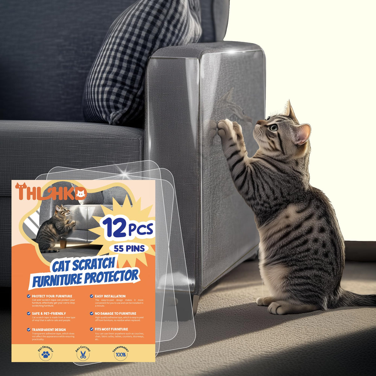 THLHKD cat scratch protector 12-piece pack protects sofa from claws